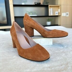 Taryn Rose Filomena Suede Leather Italy Brown Block Heel Pump US 10 EU 40